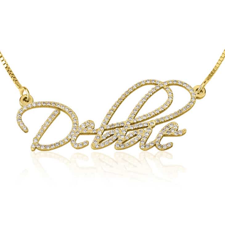 14K Yellow Gold Diamond Name Necklace